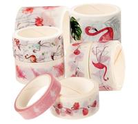 NOLITOY 10 Rollos Cinta Adhesiva Decorativa Washi Flamingo para Manualidades Scrapbooking Diseño Estético Kawaii para Niñas y Proyectos DIY