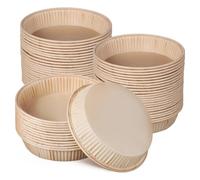 NOLITOY 100 Moldes Desechables para Hornear Tartas Pequeñas de 4 Pulgadas, Mini Moldes Redondos de Papel Beige Aptos para Horno y Microondas, Bandejas para Muffins y Quiches en Cocina
