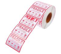 NOLITOY 1000 Unidades Etiquetas Adhesivas Frágil para Embalaje y Envío, Papel Rojo Adhesión Fuerte, Fáciles de Usar para Cajas de Mudanza y Protección en Transporte