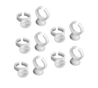 NOLITOY 100piezas Anillos De Taza Para Maquillaje De Pestañas Anillo De Pigmento Reutilizable Con Separador Soporte Para Tinta De Microblading Color Blanco