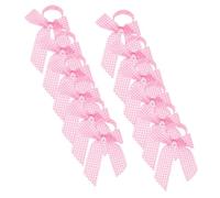 NOLITOY 12 Piezas Anillos para Servilletas con Lazo Rosa Decoración de Mesa con Cinta Cuadros y Perlas Falsas Organizadores de Servilletas para Shower Bodas y Brunch Nupcial