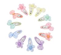 NOLITOY 12 piezas Barrettes para Niñas Clips de Cabello con Flores de Tela Colores Candy Surtidos Verde Morado Azul Rosa Amarillo Naranja Accesorios Adorables para Fiestas Diarias