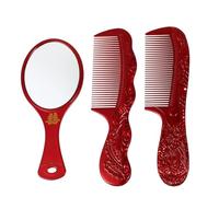 NOLITOY 1juego Peine y Espejo Tradicional Chino Para Bodas Accesorio Nupcial De Novia Combos De Peine y Espejo Rojo Diseño De Dragón y Fénix
