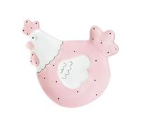NOLITOY 1pieza Plato de Cerámica Creativo para Postres y Dulces Bandeja Decorativa Rosa con Diseño de Gallina para Tartas Frutas y Aperitivos Hogar y Restauración