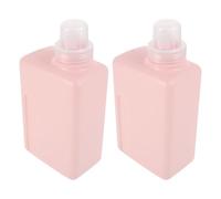 NOLITOY 2 Botellas Cuadradas Recargables de Plástico para Detergente Líquido 1000 Ml Dispensador Dosificador para Ropa y Cocina Botella Reutilizable Rosa para Viaje y Uso Doméstico