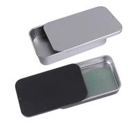 NOLITOY 2 Cajas de Comida para Pájaros de Acero Inoxidable Tapa Deslizante de Empuje y Tracción, Estuche Portátil Pequeño, Colores Negro y Plata, para Entrenamiento y Alimentación