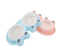 NOLITOY 2 Juegos Conjunto de Comederos para Gatos con Diseño de Doble Tazón para Comida y Agua Base Antideslizante y Antivuelco para Alimentación de Gatos Callejeros y Perros Pequeños al