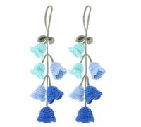 NOLITOY 2 piezas Adornos Colgantes para Espejo Retrovisor de Coche Flores de Crochet Azul de Decoración Interior Automotriz para Mujeres Pendientes Suaves y Creativos para Vehículos y