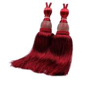 NOLITOY 2 Piezas Borlas Colgantes para Cortinas Estilo Lujo Tiras Decorativas con Bola de Malla Dorada Sujetadores Elegantes para Cortinas Medianas y Finas Color Rojo