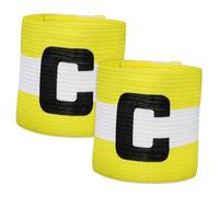 NOLITOY 2 Piezas Brazaletes de Capitán de Fútbol Elásticos de Brazaletes Deportivos Ajustables Nylon para Líderes de Equipo Colores Amarillo y Blanco Resistentes y Visibles