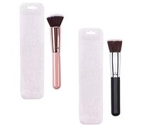 NOLITOY 2 Piezas brocha de maquillaje de cabeza plana lápiz labial pintalabios para mujer pinceles maquillaje pinceis maquilhagem cepillo de rubor base accesorio cosmético fibra artificial