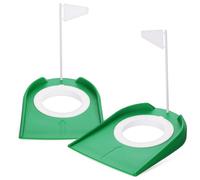 NOLITOY 2 Piezas Copa de Práctica de Golf Portátil de Abs Verde con Diseño Desmontable y Banderas, Herramienta Ligera y Resistente para Entrenamiento de Putting en Interiores y Jardín