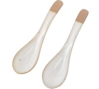 NOLITOY 2 piezas Cucharas Japonesas de Porcelana para Sopa y Arroz de Diseño Vintage Artesanal Resistentes al Desgaste Aptas para Servir Fideos y Aperitivos