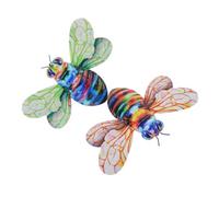 NOLITOY 2 piezas Decoración de Pared Abeja Metálica Colgante Jardín Colorido con Alas Verdes y Naranjas Arte Mural para Interiores y Exteriores Adorno Realista y Versátil