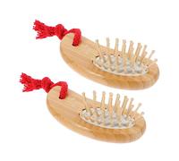 NOLITOY 2 Piezas peine de peine madera de madera portátil detangler brush bigudí rizo original champú de masaje s para rizar el cabello Bambú Yellow