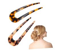 NOLITOY 2 piezas U-shaped Acetate Hair Stick Hair Accessories For Wedding Party And Daily Use Mixed Dark And Light Tortoise Shell Colors For Elegant Updo Styles