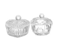 NOLITOY 2 Vasos de Cristal Fáciles de Llevar para Manicura con Tapa Ideales para Uñas Naturales y Postizas en Trabajos de Nail Art