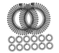 NOLITOY 24 Piezas Diademas Elásticas con Peine para Peinados Seguros Negras Flexibles y Cómodas Aptas para Cabello Natural y Pelucas Mujeres y Niñas