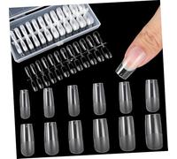 NOLITOY 240piezas Puntas de Uñas Transparentes Cuadradas de Cobertura Completa para Manicura Prácticas Reemplazables para Exhibición de Arte de Uñas