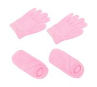 NOLITOY 2pares Guantes y Calcetines de Gel Spa para Manos y Pies Reutilizables Suavizan Agrietamientos para Hombre y Mujer Uso Nocturno o Diario Rosa