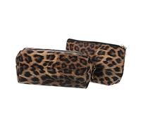NOLITOY 2piezas Bolsa De Cosméticos Estampado De Leopardo Neceser De Maquillaje Portátil para Viajes Organización De Cosméticos Diseño De Animal Print para Mujeres y Niñas