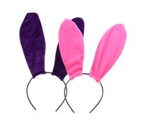 NOLITOY 2piezas Diadema De Orejas Largas De Conejo De Terciopelo Diadema Flexible Con Alambre Moldeable Para Disfraces Tocados De Fiesta Para Mujer Colores Morado y Rosa