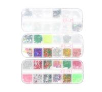 NOLITOY 3 Cajas lentejuelas de arte de uñas almohadilla Brillantina clavo kits de uñas de gel brillos de uñas pintauñas esmalte uñas encantos de uñas decoraciones de manicura la mascota