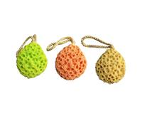 NOLITOY 3 Esponjas De Baño Naturales De Panal, Tamaño Mediano, Antibacterianas, Para Bebés y Adultos, Exfoliantes y Masajeadoras, Color Jengibre, Ideales Para Ducha Diaria