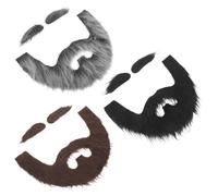 NOLITOY 3 juegos Bigotes y Cejas Adhesivos Realistas para Fiesta de Disfraces Halloween y Mascaradas Barba Falsa Ligera y Cómoda para Cosplay Autoadhesivo para Rápida Transformación