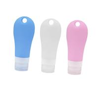 NOLITOY 3 piezas Botellas de Silicona Portátil para Viaje Recipientes Reutilizables para Lociones y Líquidos Colores Rosa Azul y para Camping y Viajes