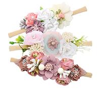 NOLITOY 3 piezas Diademas para Niña Niña Bandas de Flores Suaves y Elásticas Accesorios para Cabello Recién Nacido para Sesiones de Fotos y Fiestas Infantiles