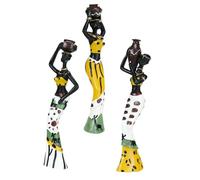 NOLITOY 3 Piezas Estatuillas de Dama Africana Resina de Decorativas para Oficina y Hogar Figuras Artesanales con Superficie Lisa y Material para Decoración Étnica