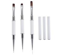 NOLITOY 3 Piezas Pinceles de Uñas Doble Punta para de Uñas Pinceles de Línea para Detalles para Escultura y Diseño Profesional Salón y Manicura DIY
