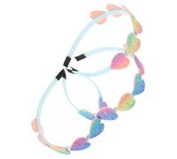 NOLITOY 3piezas Diademas De Corazón Brillos Para Fiestas De Accesorios De Cabello Coloridos y Ajustables Para Cumpleaños y Carnaval
