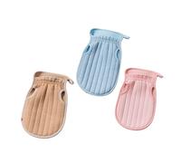 NOLITOY 3piezas Guante Exfoliante Ducha Herramientas De Limpieza De Doble Cara Para Baño Set De Esponjas Para Exfoliación De Cuerpo Para Espalda Cuello y Pies Colores y Azul