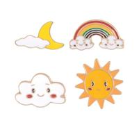 NOLITOY 4 piezas Broche Arcoíris Sol Lindo Aleación para Niñas Decoración Ropa Casual Accesorio Chic para Bolsos Suéteres y Sombreros