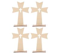 NOLITOY 4 Piezas Cruz de Madera Decorativa para Bautizo de Crucifijo Cristiano sin Terminar para Mesa Artesanía Estable para Hogar Iglesia Adorno Religioso Multifuncional