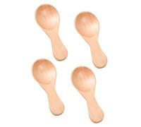 NOLITOY 4 Piezas Cucharas Pequeñas de Madera para Cucharas de Leche y Postre sin Bordes Seguras y Duraderas Utensilios Ecológicos para Bebés y Recetas Infantiles
