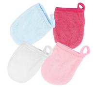 NOLITOY 4 Piezas limpiando las yemas de los dedos protección de la piel guante reutilizable exfoliating gloves limpieza facial maquillaje toalla de microfibra antifaz para dormir lavanda