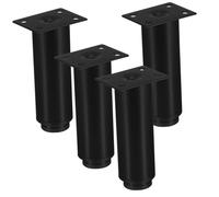 NOLITOY 4 Piezas Patas Regulables para Muebles de Acero Frío Ajustables Antideslizantes Niveladores para Armarios Mesas Camas de Negras