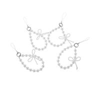 NOLITOY 4 piezas Pulsera para Teléfono con Lazo y Perlas Falsas Correa de Muñeca Resistente de Abs Cadena Decorativa para Mujer y Niña Protección Anticaídas Elegante