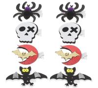 NOLITOY 4pares Halloween Hair Clips Barrettes with Skull Bat Spider and Pumpkin Designs for Kids Girls and Women Gothic Hair Accessories for Cosplay Parties