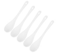 NOLITOY 5 Cucharas Pequeñas de Cerámica Blanca para Servir Condimentos, Azúcar y Café, Cucharas de Espresso Resistentes al Calor para Cocina y Servicio de Alimentos