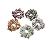 NOLITOY 5piezas Unidades De Gomas De Pelo Elásticas Multicolor Con Estampado Floral Lazos De Tul Suaves Para Mujer Accesorios Clásicos Para Peinados Duraderas y Flexibles Para Uso Diario