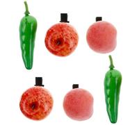 NOLITOY 6piezas Pinzas Cabello De Frutas Falsas Divertidas Pinzas De Pelo Diseño De Pimiento Melocotón y Manzana Accesorios Para Mujeres y Niñas Tocados Únicos y Alegres