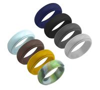 NOLITOY 8 piezas Anillos de Silicona Flexibles Bandas Deportivas Cómodas y Transpirables para Adultos Joyería para Actividades y Ejercicio