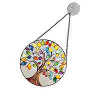 NOLITOY Adorno Colgante Redondo de Acrílico con Hojas 3D Decoración de Pared y Ventana Árbol Vida Diseño Texturizado para Hogar Jardín y Porche Decoración Colgante Decorativa