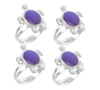 NOLITOY Anillo Aleación Creativa Que Cambia de Color por Temperatura de Tortuga Pack de 4 Piezas para Humor y Emociones Unisex