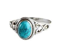 NOLITOY Anillo de Turquesa Vintage Azul para Mujer Tamaño 9 Aleación Resistente Estilo Western Anillo de Compromiso y Obsequio de Cumpleaños Joyería Estética para Uso Diario y