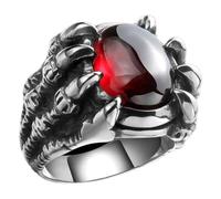NOLITOY Anillo para Hombre con de Dragón Diseño Retro Punk Gótico Anillo de Joyería con Roja Accesorio Duradero y Creativo para Ocasiones Especiales
